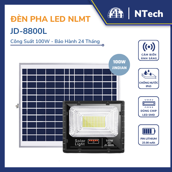 JD-8800L – Đèn năng lượng mặt trời 100W