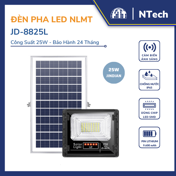 Đèn năng lượng mặt trời 25W JD-8825L