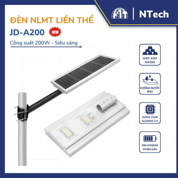 JD-A200 Đèn liền thể năng lượng mặt trời 200w