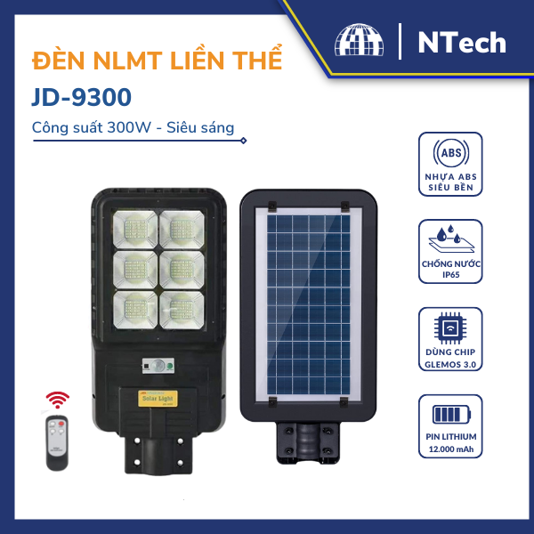 Đèn năng lượng mặt trời liền thể JD-9300 – Đèn nlmt 300W