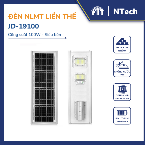 Đèn liền thể 100w – Đèn đường năng lượng JD-19100