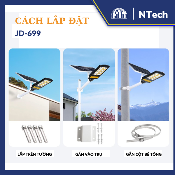 Cách lắp đặt đèn đường JD699