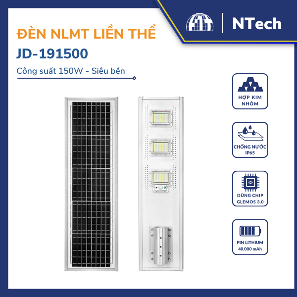 Đèn đường năng lượng mặt trời 150W – JD-19150