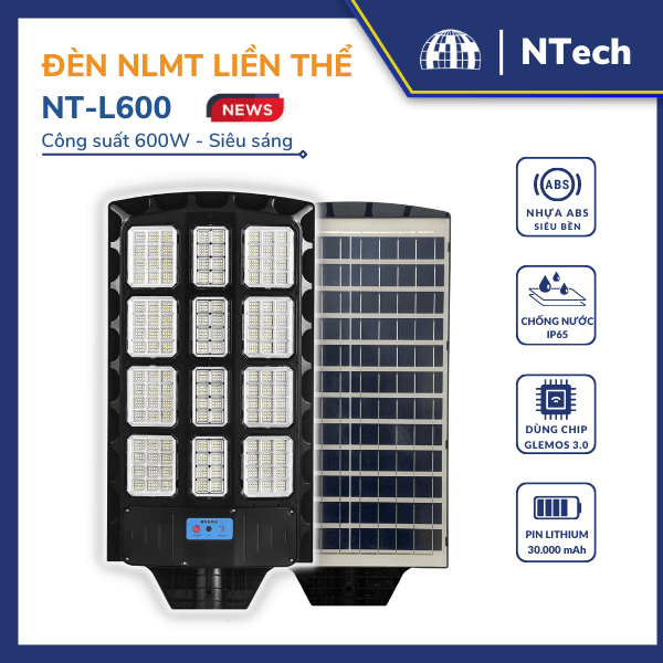 Đèn năng lượng mặt trời 600w – Đèn liền thể NT-L600