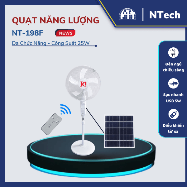 Quạt tích điện năng lượng mặt trời JD-198F