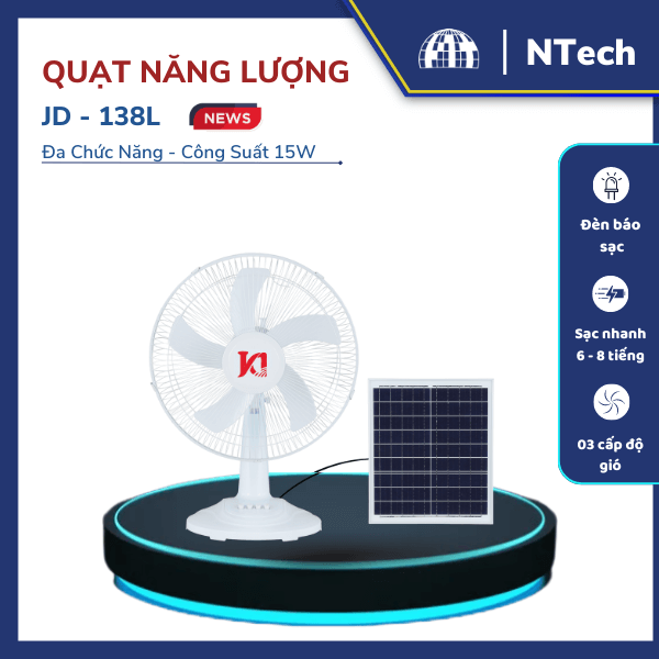 Quạt gió năng lượng mặt trời JD-138L