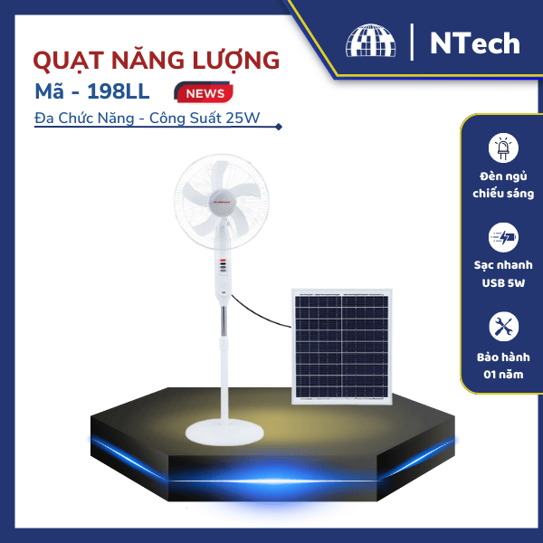 Máy quạt năng lượng mặt trời 198LL