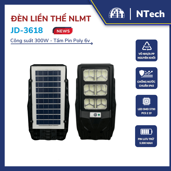 Đèn liền thể năng lượng mặt trời 300w – JD3618