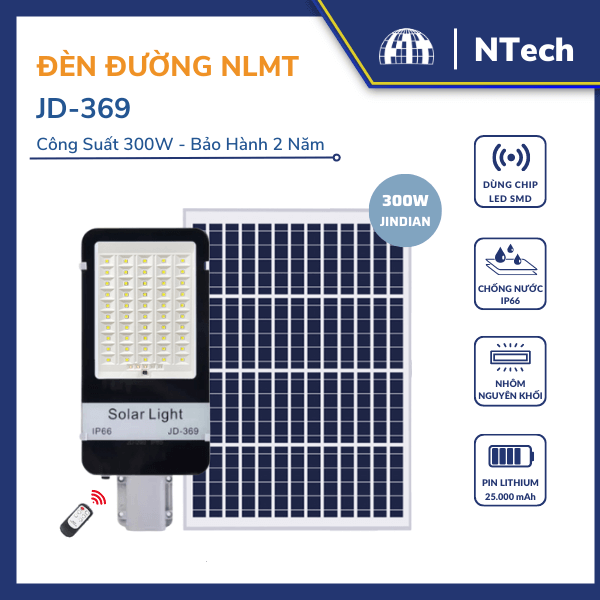 Đèn bàn chải năng lượng mặt trời 300w JD-369