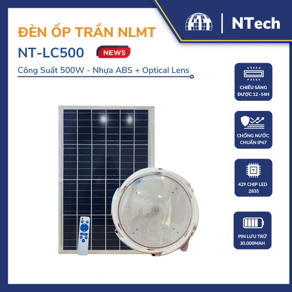 Đèn ốp trần năng lượng mặt trời 500w NT-LC500