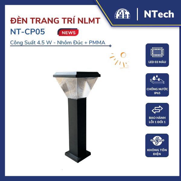 Trụ đèn sân vườn năng lượng mặt trời 4.5W NT-CP05