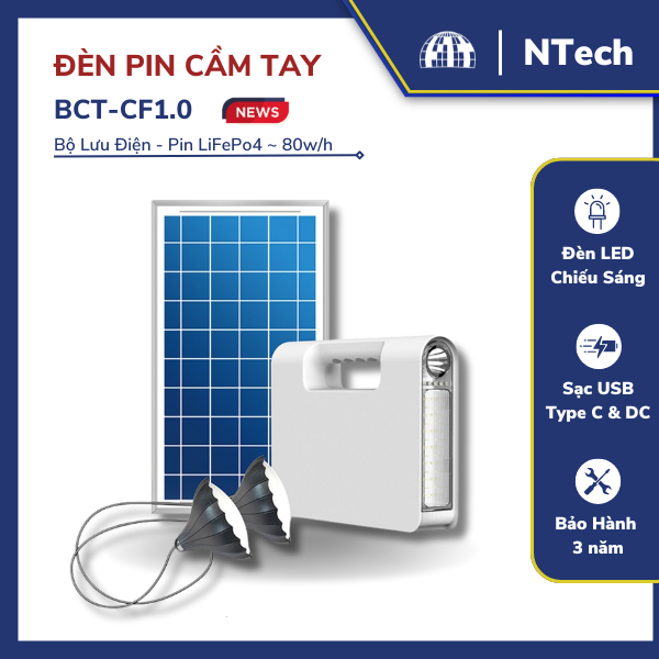 Đèn pin năng lượng mặt trời cầm tay BCTCF1.0