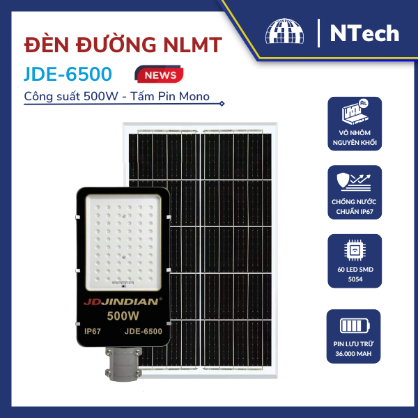 Đèn bàn chải năng lượng mặt trời 500w JDE6500